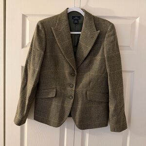 Brooks Brothers women’s wool houndstooth blazer size 8 brown green single button
